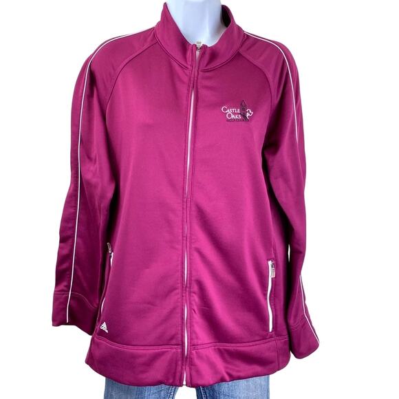 Adidas Climalite Full Zip Athletic Jacket Berry L - Picture 1 of 6